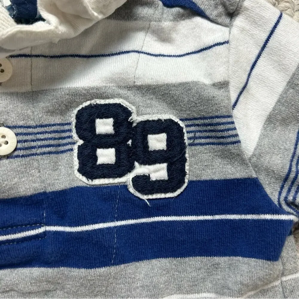Children’s Place Striped Long Sleeve Layered Polo Boys 6 Plaid Collar 1/4 Button